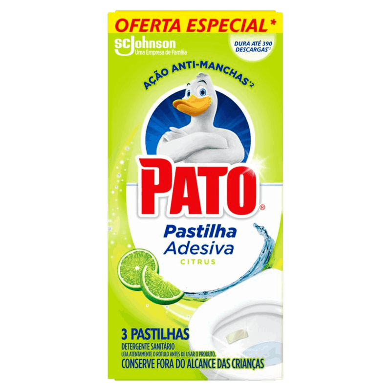 Detergente-Sanitario-Pastilha-Adesiva-Citrus-Pato-3-Unidades-Gratis-20--de-Desconto