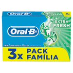 Pack Creme Dental Extra Fresh Oral-B Caixa 3 Unidades 70g Cada Família
