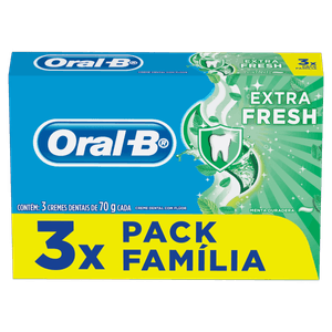 Pack Creme Dental Extra Fresh Oral-B Caixa 3 Unidades 70g Cada Família