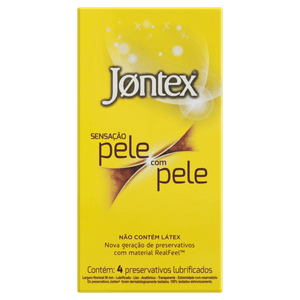 Preservativo Masculino Lubrificado Jontex Sensação Pele com Pele Caixa 4 Unidades