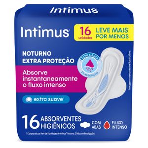 Absorvente com Abas Suave Intimus Noturno Pacote 16 Unidades Leve Mais Pague Menos