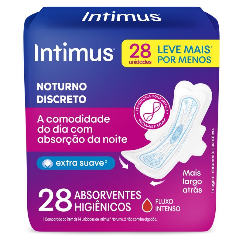 Absorvente-com-Abas-Dia---Noite-Ultrafino-Extra-Suave-Intimus-Pacote-28-Unidades-Leve-Mais-Pague-Menos