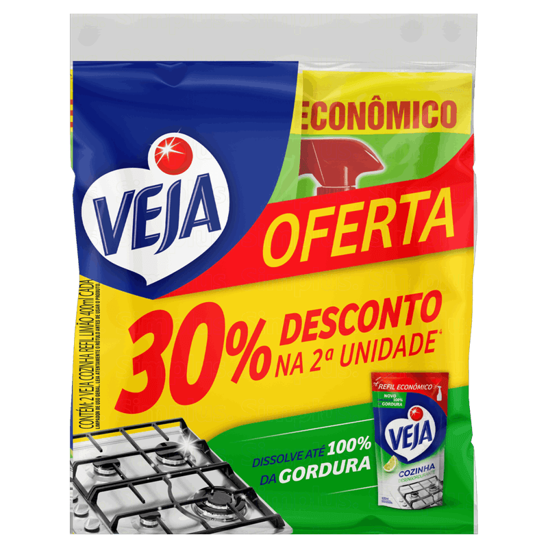 Pack-Limpador-Desengordurante-Cozinha-Limao-Veja-Sache-2-Unidades-400ml-Cada-Gratis-30--Desconto-na-2ª-Unidade-Refil-Eco