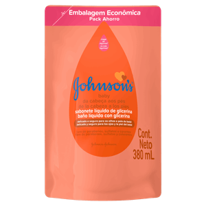 Sabonete Líquido de Glicerina da Cabeça aos Pés Johnson´s Baby Sachê 380ml Embalagem Econômica