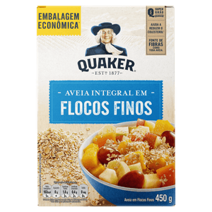 Aveia em Flocos Finos Quaker Caixa 450g Embalagem Econômica