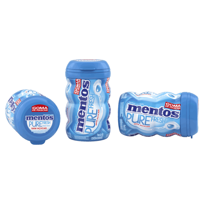 Goma de Mascar Menta Fresca Zero Açúcar Mentos Pure Fresh Pote 92g 46 Unidades