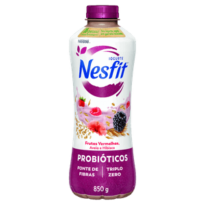 Iogurte Desnatado Frutas Vermelhas, Aveia e Hibisco Zero Lactose Nesfit Garrafa 850g