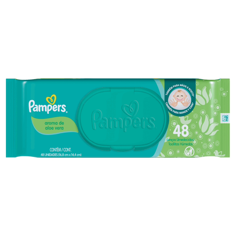 Lenco-Umedecido-Infantil-Aloe-Vera-Pampers-Pacote-48-Unidades