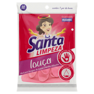 Luva para Louça Rosa Mucambo Santa Limpeza M