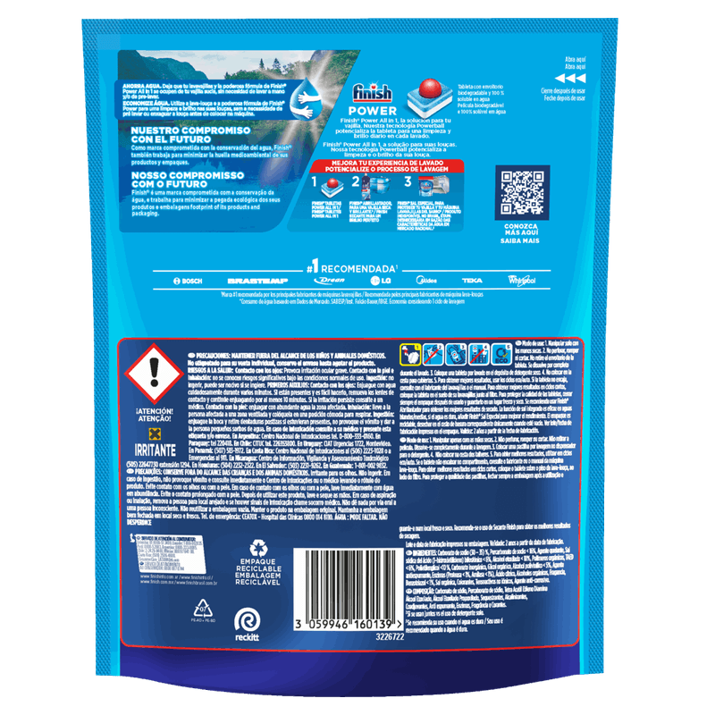Detergente-Tablete-para-Maquina-de-Lavar-Loucas-Finish-Powerball-All-In-1-Max-Pouch-489g-30-Unidades