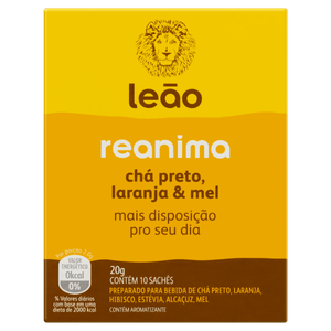 Chá Preto Laranja e Mel Leão Reanima Caixa 20g 10 Unidades