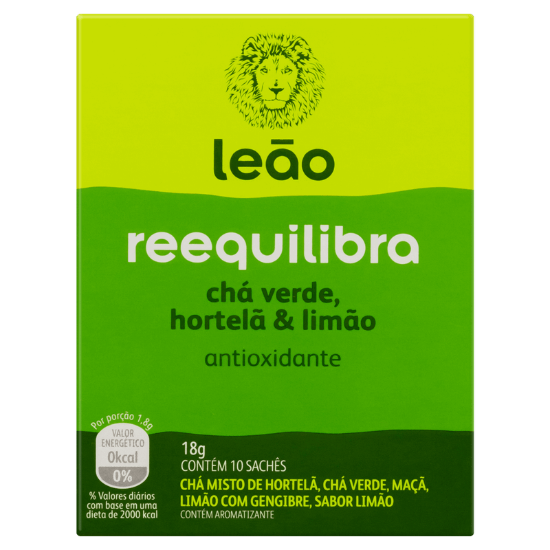 Cha-Verde-Hortela-e-Limao-Leao-Reequilibra-Caixa-18g-10-Unidades