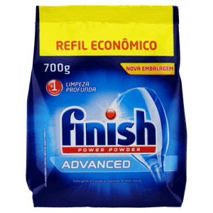 Detergente Pó para Máquina de Lavar Louças Finish Power Powder Advanced Pacote 700g Refil Econômico