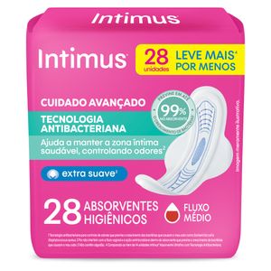 Absorvente com Abas Antibacteriano Ultrafino Intimus Pacote 28 Unidades Leve Mais Pague Menos