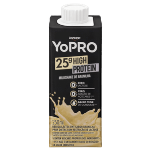 Bebida Láctea UHT Milkshake de Baunilha Zero Lactose Yopro 25g High Protein Caixa 250ml