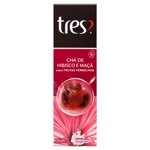 Chá em Cápsula Hibisco e Maçã Tres Caixa 30g 10 Unidades