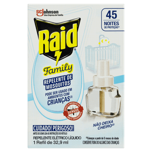 Repelente Líquido Elétrico 45 Noites Raid Family Caixa 32,9ml Refil