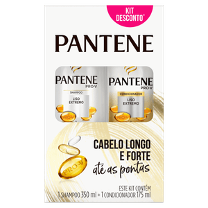 Kit Shampoo 350ml + Condicionador 175ml Pantene Liso Extremo