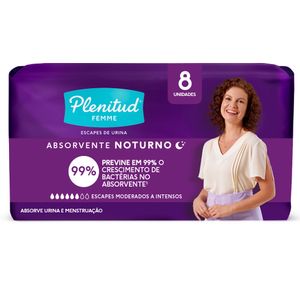 Absorvente sem Abas para Incontinência Urinária Plenitud Femme Noturno Pacote 8 Unidades