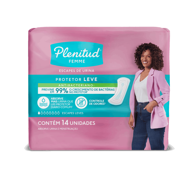 Protetor-Diario-sem-Abas-para-Incontinencia-Urinaria-Plenitud-Femme-Pacote-14-Unidades