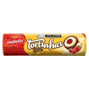 Biscoito Chocolate Recheio Chocolate Branco com Geleia de Frutas Vermelhas Isabela Tortinhas Due Pacote 140g