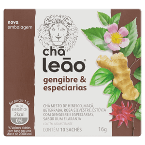 Chá Gengibre & Especiarias Chá Leão Caixa 16g 10 Unidades