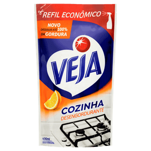 Limpador Desengordurante Cozinha Laranja Veja Sachê 400ml Refil Econômico