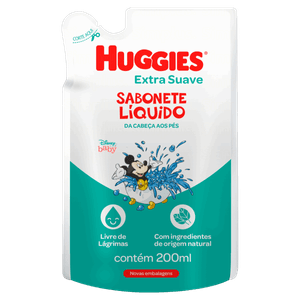 Sabonete Infantil Líquido da Cabeça aos Pés Extra Suave Disney Baby Huggies Sachê 200ml Refil