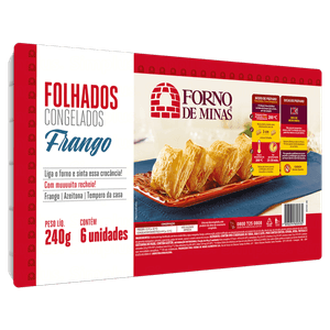 Folhado Congelado Frango Forno de Minas Bandeja 240g 6 Unidades