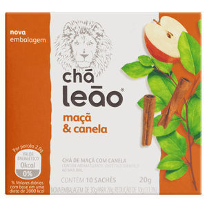 Chá Maçã & Canela Chá Leão Caixa 20g 10 Unidades