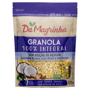 Granola Castanha-do-Pará, Coco Fresco & Uvas-Passas Da Magrinha 7 Grãos Pouch 850g