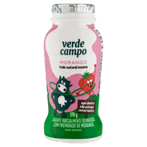 Iogurte Parcialmente Desnatado Morango Verde Campo Kids Frasco 170g