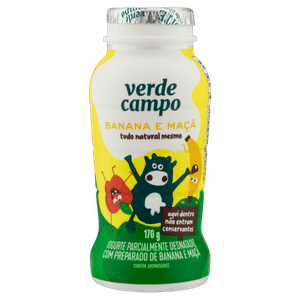 Iogurte Parcialmente Desnatado Banana e Maçã Verde Campo Kids Frasco 170g