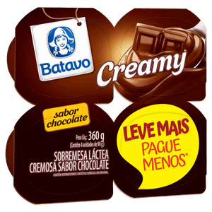 Sobremesa Láctea Chocolate Batavo Creamy Bandeja 360g 4 Unidades Leve Mais Pague Menos