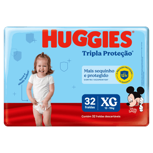 Fralda Descartável Infantil Huggies Tripla Proteção XG Pacote 32 Unidades