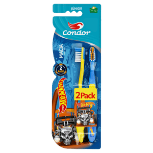 Escova Dental Macia Hot Wheels Condor Júnior Cabeça P Leve 2 Pague 1 Unidade