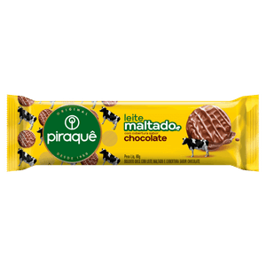 Biscoito Leite Maltado Cobertura Chocolate Piraquê Pacote 80g