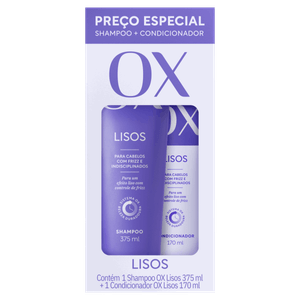 Kit Shampoo 375ml + Condicionador 170ml OX Cosméticos Liso Duradouro