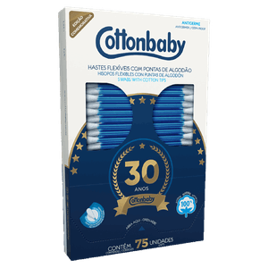 Hastes Flexíveis Cottonbaby Caixa 75 Unidades