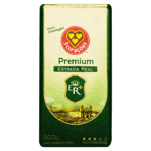 Café Torrado e Moído a Vácuo 3 Corações Estrada Real Premium Pacote 500g