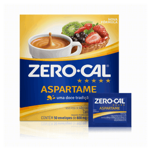 Adoçante em Pó Aspartame Zero Cal Caixa 30g 50 Unidades