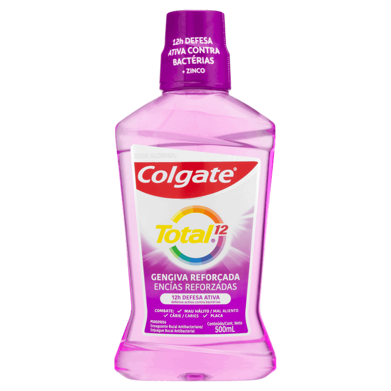 Enxaguante Bucal Antibacteriano Zero Álcool Colgate Total 12 Gengiva Reforçada Frasco 500ml