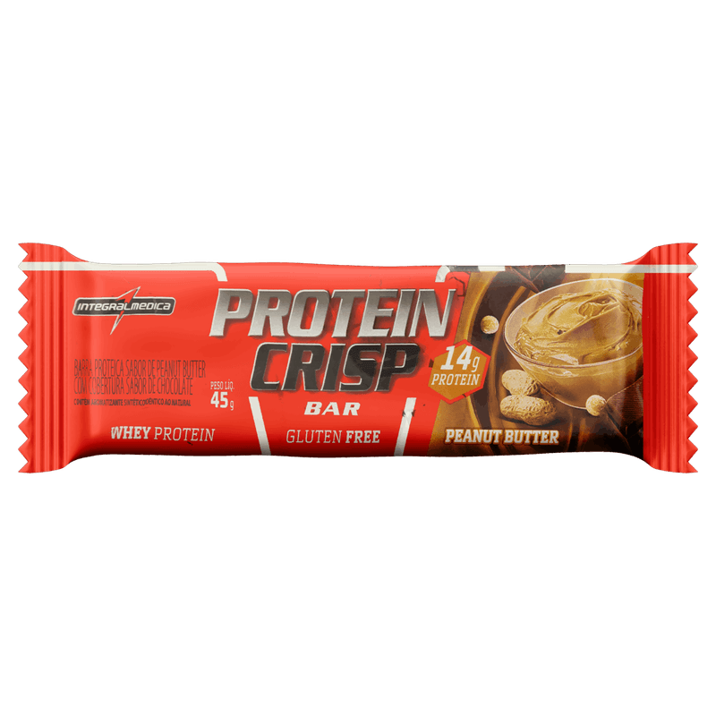 Barra-de-Proteina-Peanut-Butter-Cobertura-Chocolate-Integralmedica-Protein-Crisp-Bar-Pacote-45g