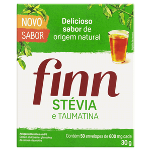 Adoçante em Pó Stevia e Taumatina Finn Caixa 30g 50 Unidades