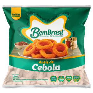 Anéis de Cebola Empanados Pré-Fritos Congelados Bem Brasil Pacote 1,05kg