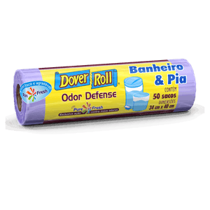 Saco para Lixo Pia e Banheiro Pure Fresh 10l Dover Roll Odor Defense 50 Unidades