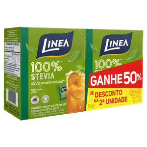 Pack Adoçante em Pó Stevia Linea Caixa 60g 2 Unidades Grátis 50% de Desconto na 2ª Unidade