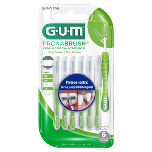 Escova Interdental Cônica Fina Gum Proxabrush 1.1mm 6 Unidades