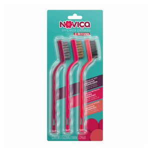 Kit Escova Aço + Metal + Nylon Limpeza Pesada Noviça