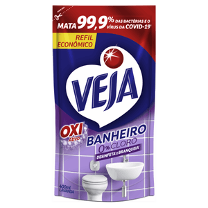 Desinfetante Banheiro Lavanda Veja Sachê 400ml Refil Econômico